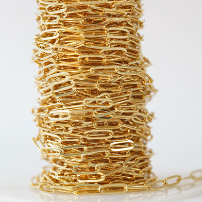 18K Gold Filled Oval Paperclip Chain 9 mm, 3.28 ft for Jewelry Making