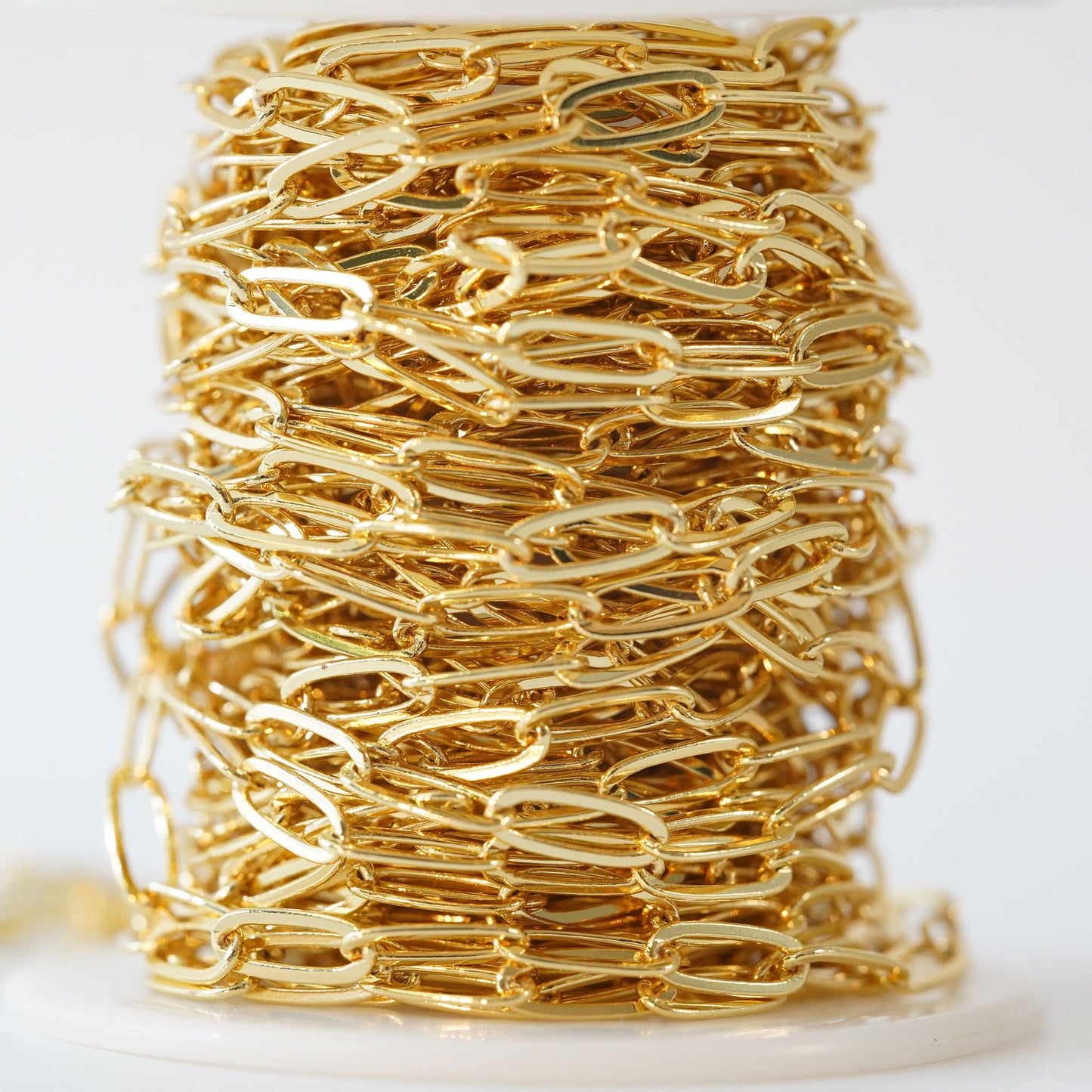 Gold Oval Chain,18K Gold Filled Rectangle paper clip Chain for Necklace Bracelet DIY Jewelry Making Supply 4x10mm