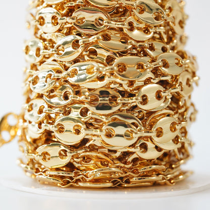 18K Gold Filled Oval Oval Chain 8 mm, 3.28 ft for Jewelry Making