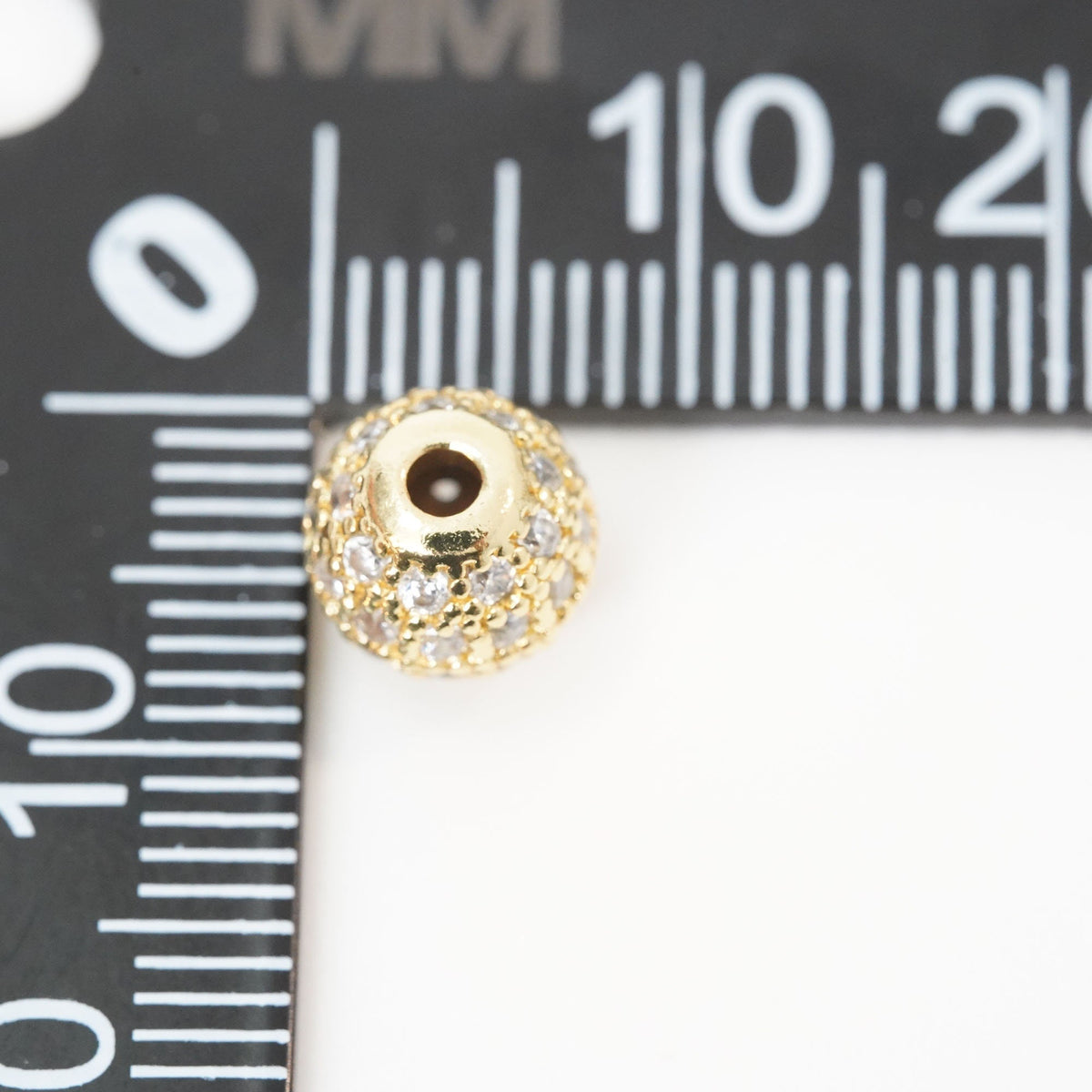 Gold CZ Spacer Beads Charms,18K Gold Black Round Beads Bracelet Necklace for DIY Jewelry Making Supply 8mm