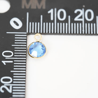Gold Round Charms,18K Gold Filled Round crystal Pendant,Round Charm Bracelet Necklace for DIY Jewelry Making Supply