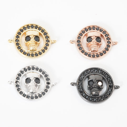 Gold Skull Connector Charms,18K Gold Filled Skull Pendant,Skull Charm Bracelet Necklace for DIY Jewelry Making Supply