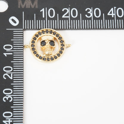 Gold Skull Connector Charms,18K Gold Filled Skull Pendant,Skull Charm Bracelet Necklace for DIY Jewelry Making Supply