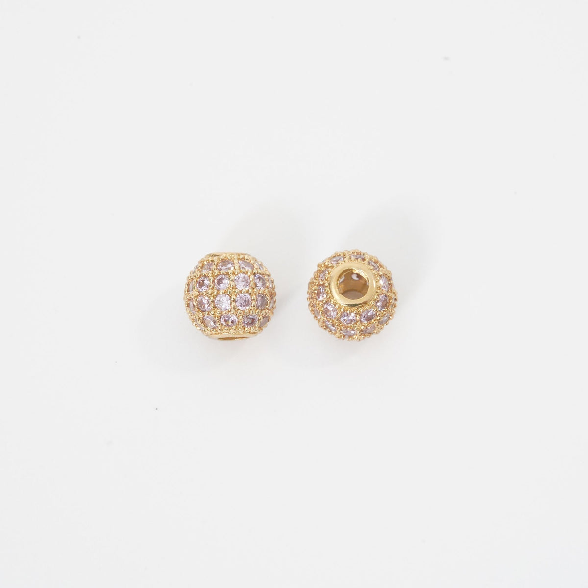 18K Gold Filled Cubic Zirconia Round Round Beads 8 mm for Jewelry Making