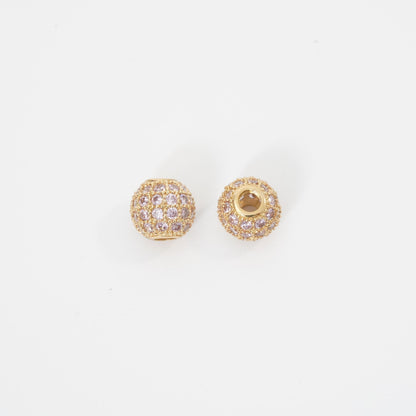 18K Gold Filled Cubic Zirconia Round Round Beads 8 mm for Jewelry Making