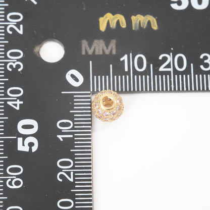18K Gold Filled Cubic Zirconia Round Round Beads 8 mm for Jewelry Making