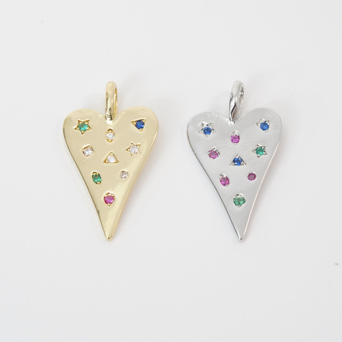 18K Gold Filled Heart Charm Pendant for Jewelry Making