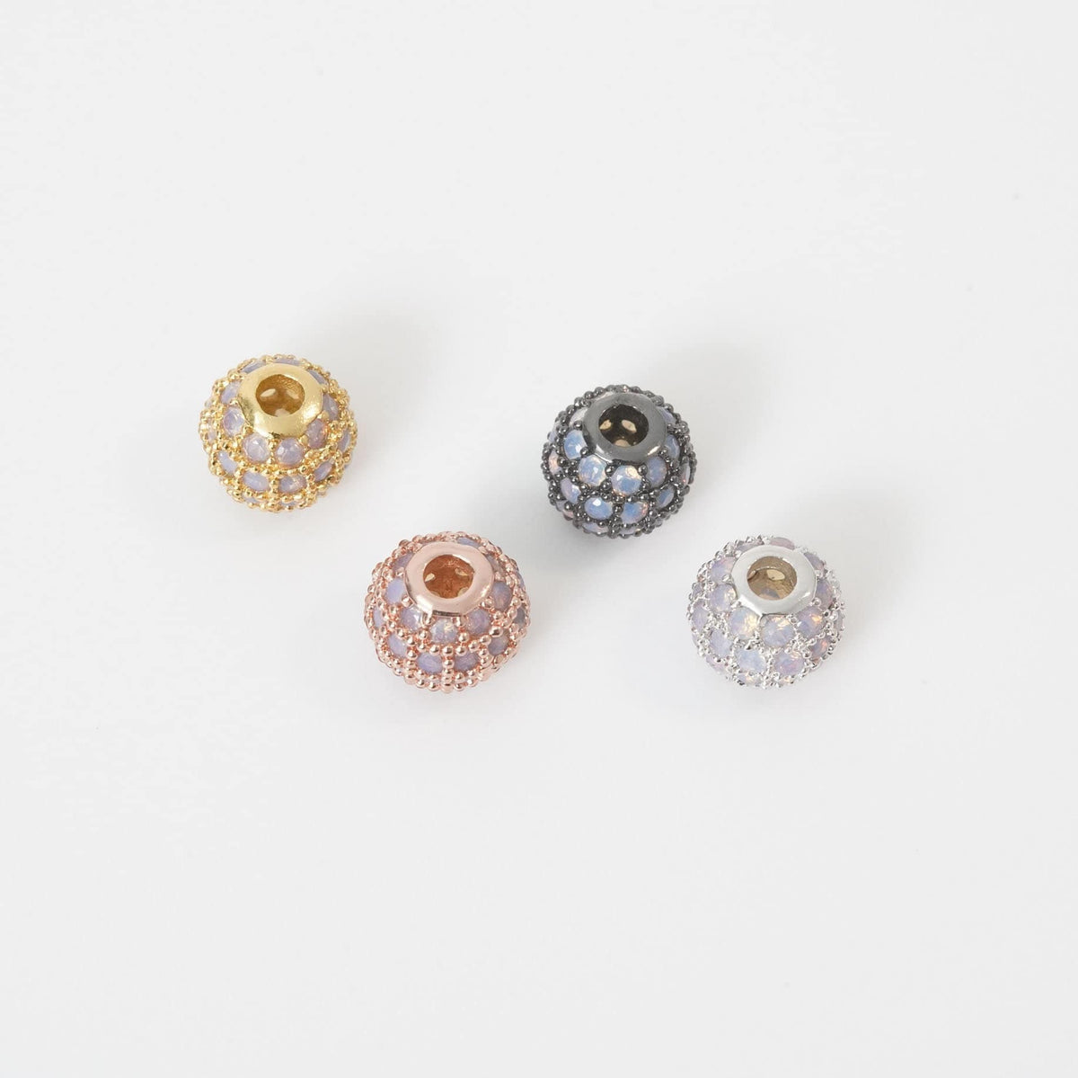 Gold CZ Spacer Beads Charms,18K Gold Black Round Beads Bracelet Necklace for DIY Jewelry Making Supply 6mm