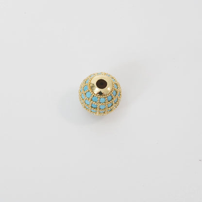 18K Gold Filled Cubic Zirconia Round Round Beads 10 mm for Jewelry Making