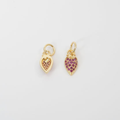 Gold Strawberry Charms,18K Gold Filled Strawberry Pendant,Fruit Charm Bracelet Necklace for DIY Jewelry Making Supply