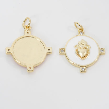 Gold Heart Charms,18K Gold Filled Enamel Heart Pendant Charm Bracelet Necklace for DIY Jewelry Making Supply