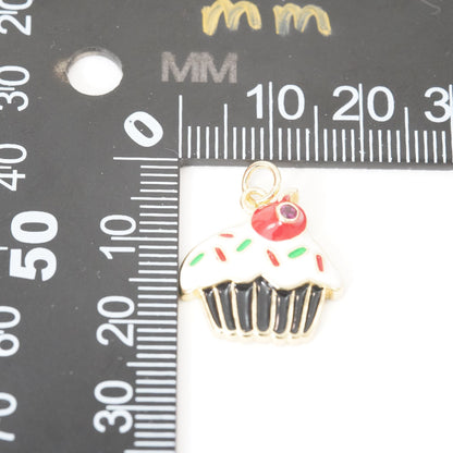 Gold Cake Charms,18K Gold Filled cake Pendant,cute cake Charm Bracelet Necklace for DIY Jewelry Making Supply
