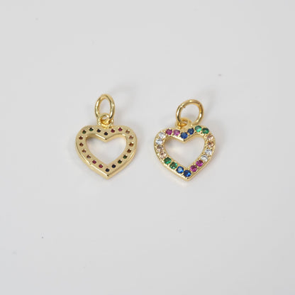 Gold Heart Charms,18K Gold Filled Heart Pendant,Heart Charm Bracelet Necklace for DIY Jewelry Making Supply