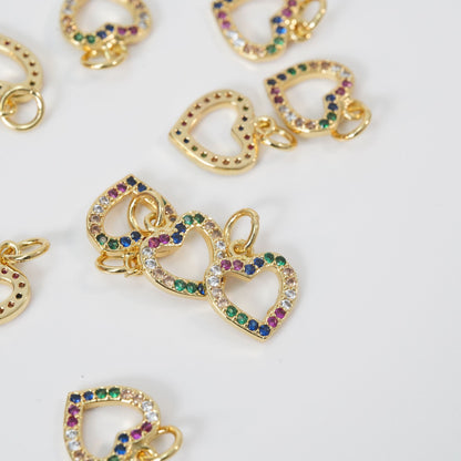 Gold Heart Charms,18K Gold Filled Heart Pendant,Heart Charm Bracelet Necklace for DIY Jewelry Making Supply