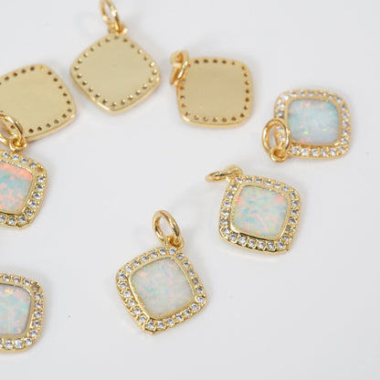 18K Gold Filled Square Charm Pendant for Jewelry Making