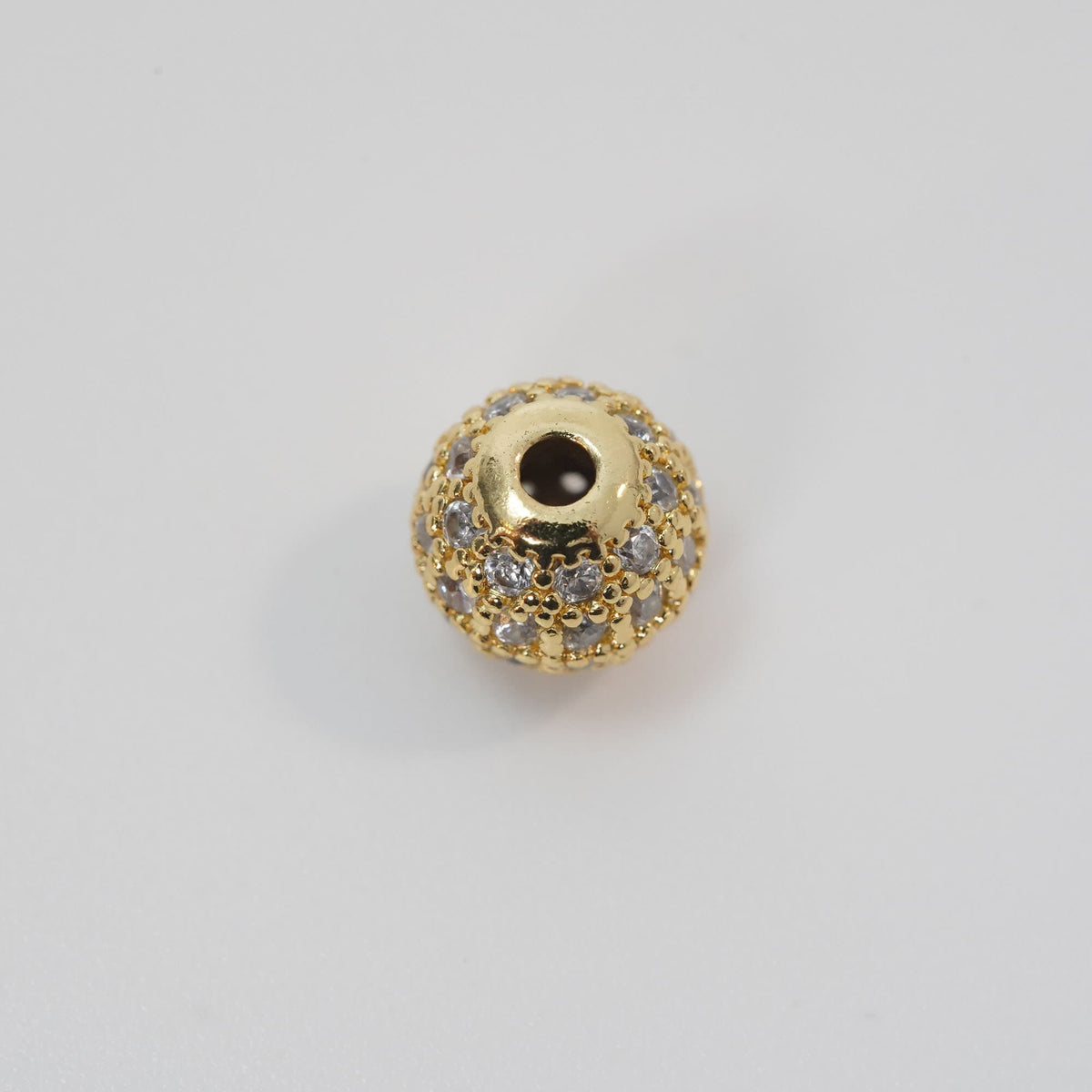 Gold CZ Spacer Beads Charms,18K Gold Black Round Beads Bracelet Necklace for DIY Jewelry Making Supply 8mm