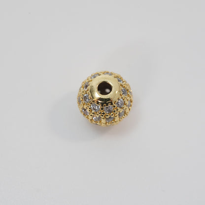 Gold CZ Spacer Beads Charms,18K Gold Black Round Beads Bracelet Necklace for DIY Jewelry Making Supply 8mm