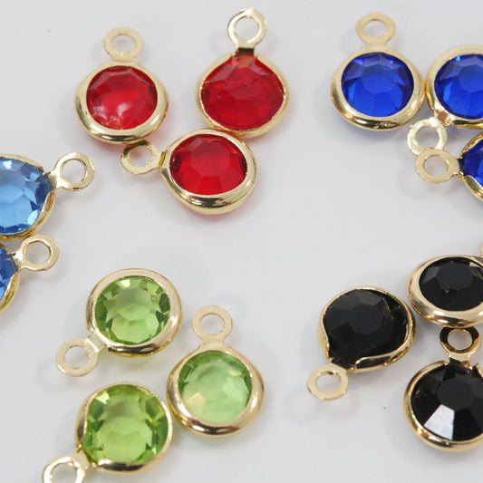 Gold Round Charms,18K Gold Filled Round crystal Pendant,Round Charm Bracelet Necklace for DIY Jewelry Making Supply