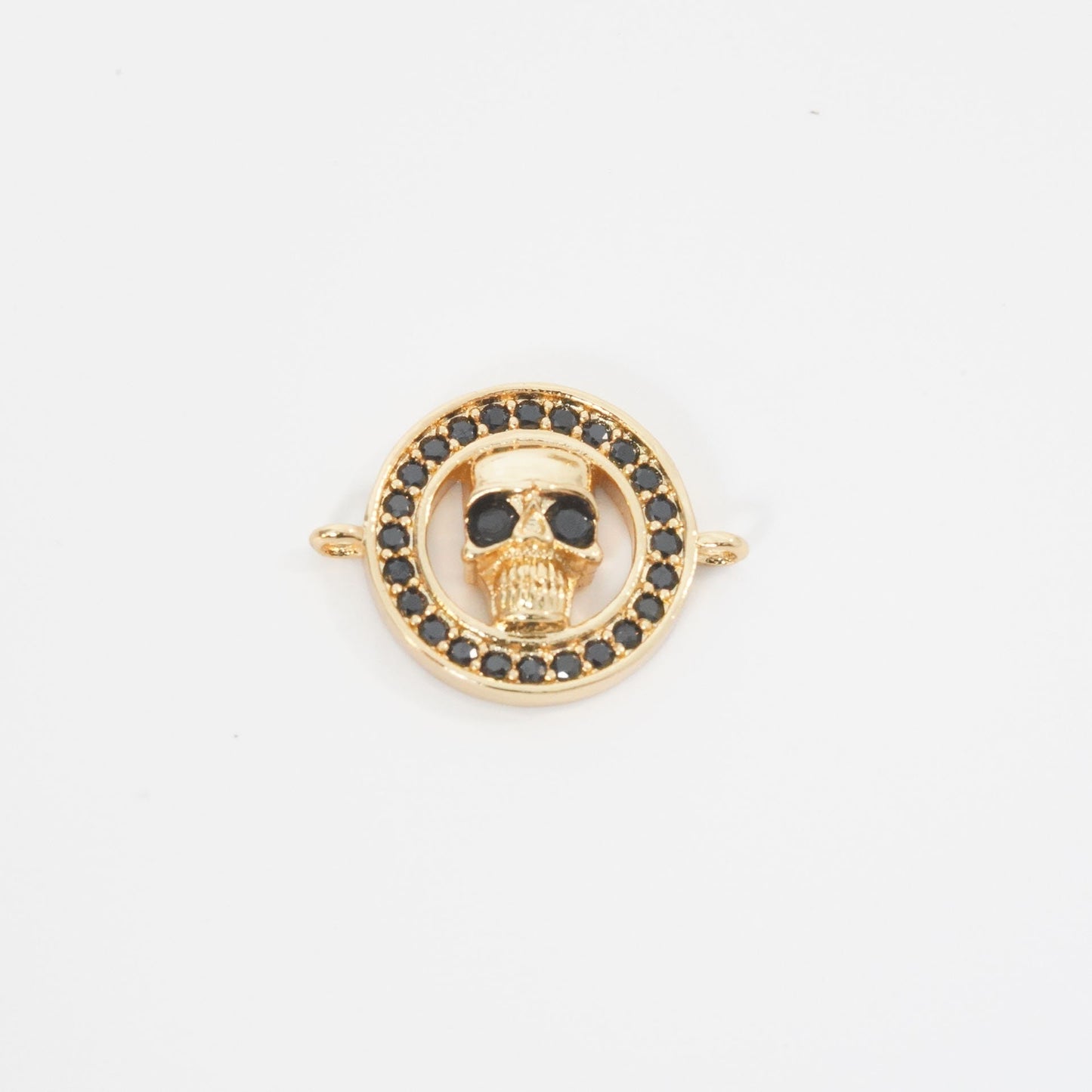 Gold Skull Connector Charms,18K Gold Filled Skull Pendant,Skull Charm Bracelet Necklace for DIY Jewelry Making Supply
