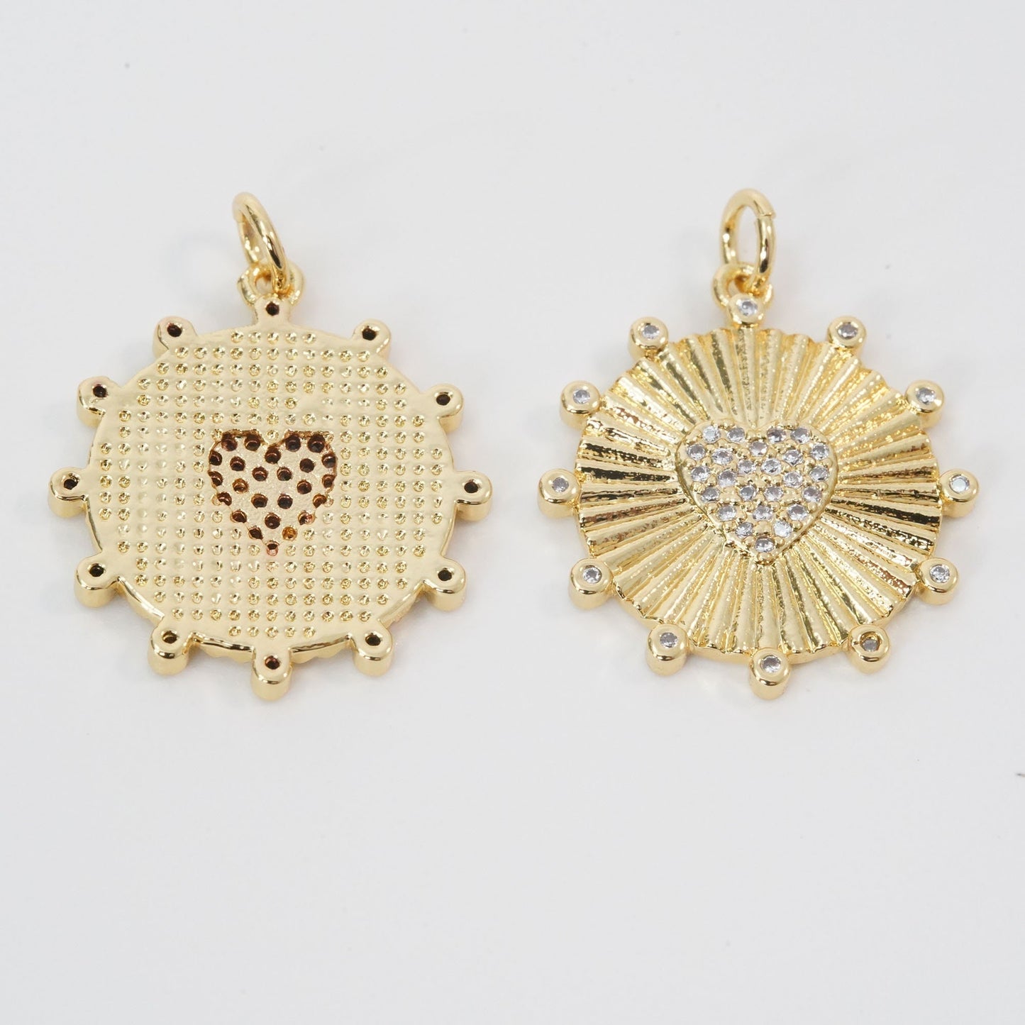 Gold Heart Charms,18K Gold Heart Pendant,Heart Charm Bracelet Necklace for DIY Jewelry Making Supply