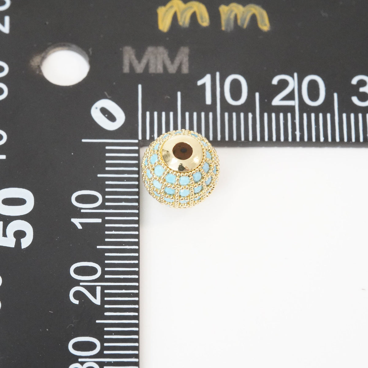 18K Gold Filled Cubic Zirconia Round Round Beads 10 mm for Jewelry Making