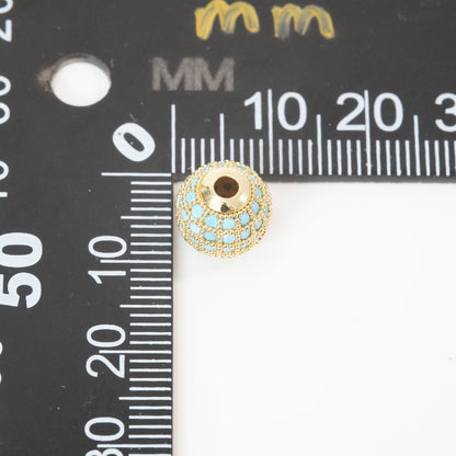 18K Gold Filled Cubic Zirconia Round Round Beads 10 mm for Jewelry Making