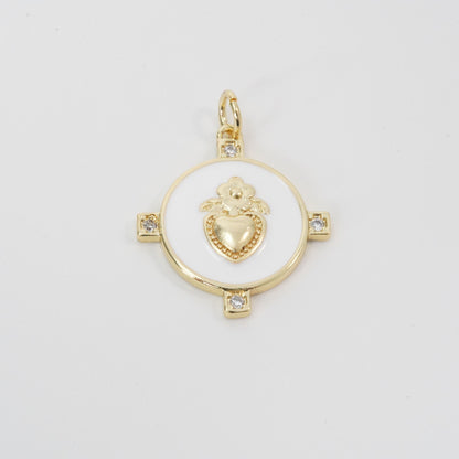 Gold Heart Charms,18K Gold Filled Enamel Heart Pendant Charm Bracelet Necklace for DIY Jewelry Making Supply