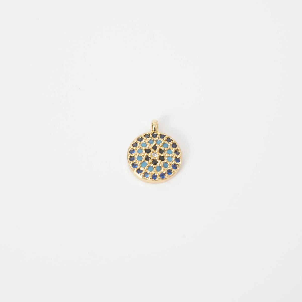 Gold Tiny Blue Evil Eye Charms,18K Gold Filled Evil Eye Pendant,CZ Evil Eye Protect Charm Bracelet Necklace for DIY Jewelry M