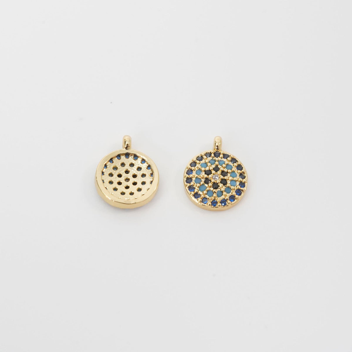 Gold Tiny Blue Evil Eye Charms,18K Gold Filled Evil Eye Pendant,CZ Evil Eye Protect Charm Bracelet Necklace for DIY Jewelry M