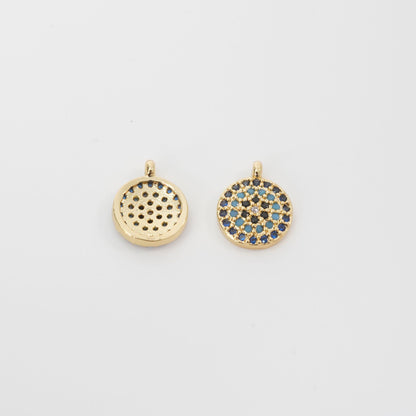 Gold Tiny Blue Evil Eye Charms,18K Gold Filled Evil Eye Pendant,CZ Evil Eye Protect Charm Bracelet Necklace for DIY Jewelry M
