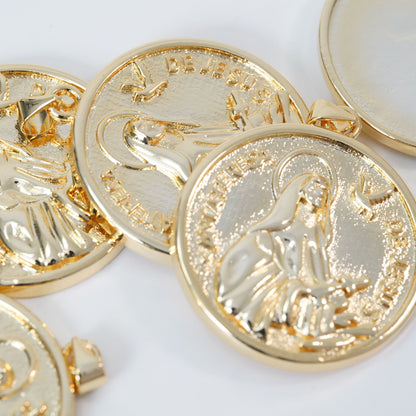 Gold Our Lady of Guadalupe Charms,18K Gold Filled virgin mary Pendant Charm Bracelet Necklace for DIY Jewelry Making Supply