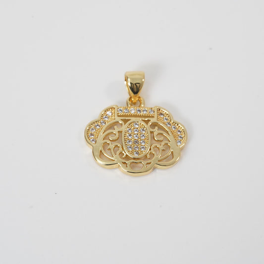 Gold longevity lock Charms,18K Gold Filled longevity lock Pendant,longevity lock Charm Bracelet Necklace for DIY Jewelry Making Supply