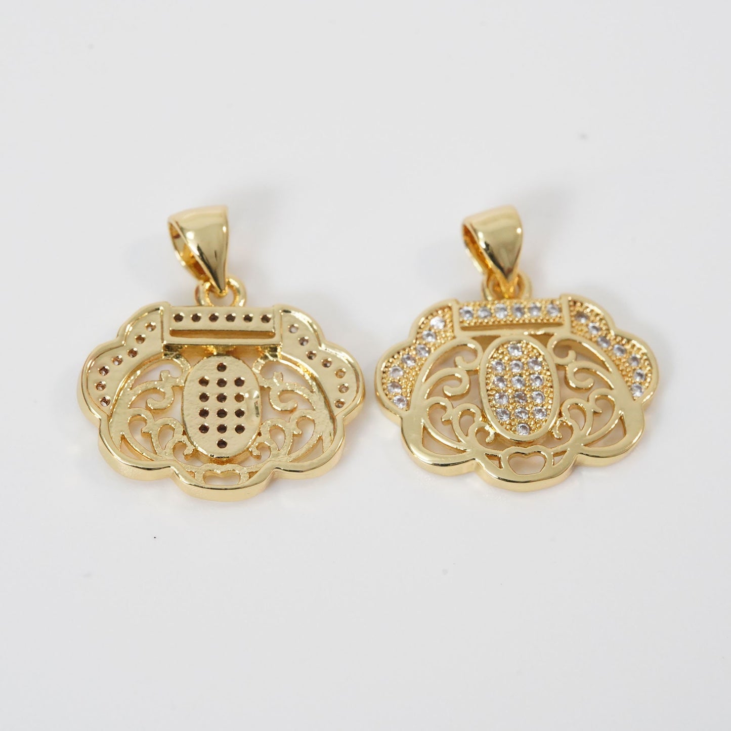 Gold longevity lock Charms,18K Gold Filled longevity lock Pendant,longevity lock Charm Bracelet Necklace for DIY Jewelry Making Supply