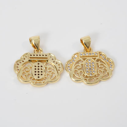 Gold longevity lock Charms,18K Gold Filled longevity lock Pendant,longevity lock Charm Bracelet Necklace for DIY Jewelry Making Supply