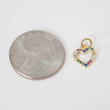 Gold Heart Charms,18K Gold Filled Heart Pendant,Heart Charm Bracelet Necklace for DIY Jewelry Making Supply
