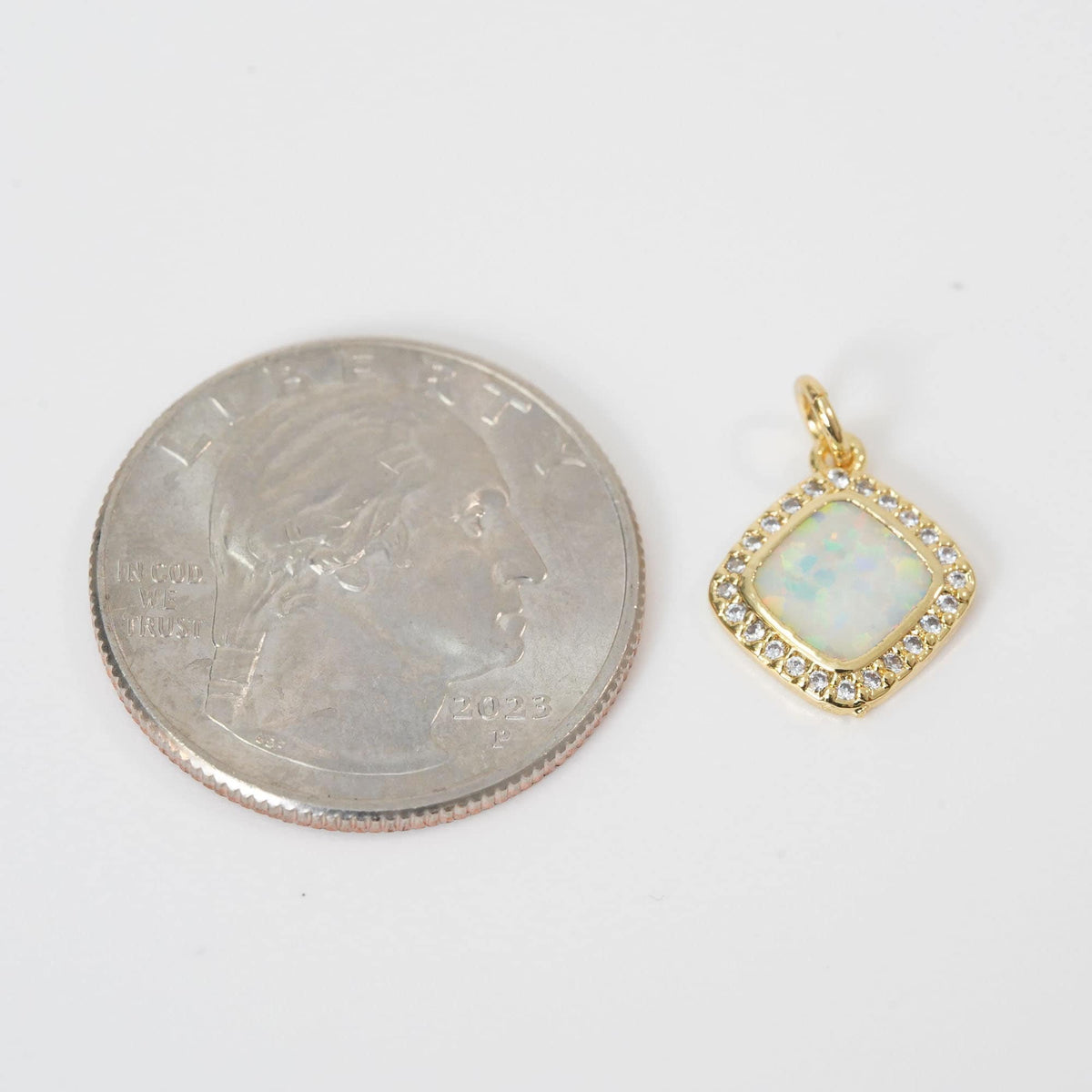 18K Gold Filled Square Charm Pendant for Jewelry Making