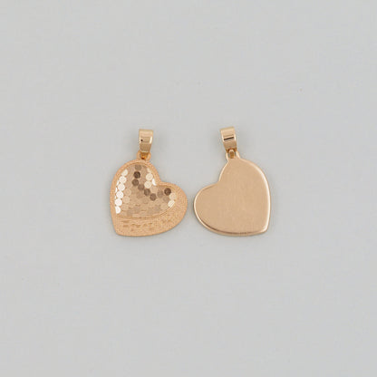 Gold Heart Charms,18K Gold Filled Heart Pendant,Heart Charm Bracelet Necklace for DIY Jewelry Making Supply