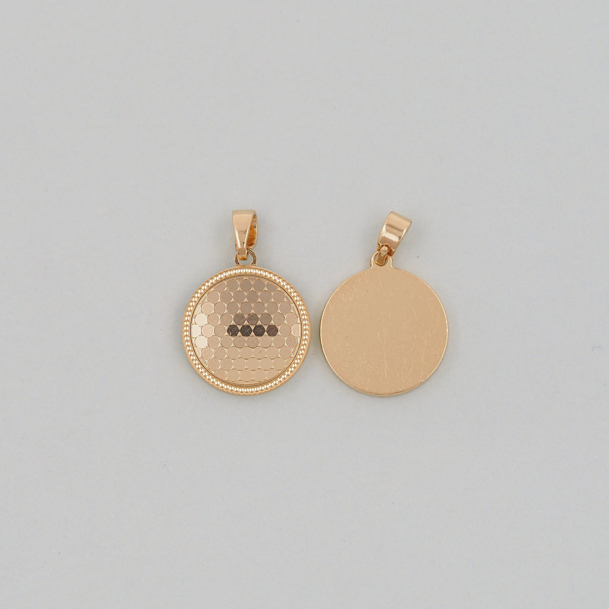 Gold Round Charms,18K Gold Filled Round Pendant,Round Charm Bracelet Necklace for DIY Jewelry Making Supply