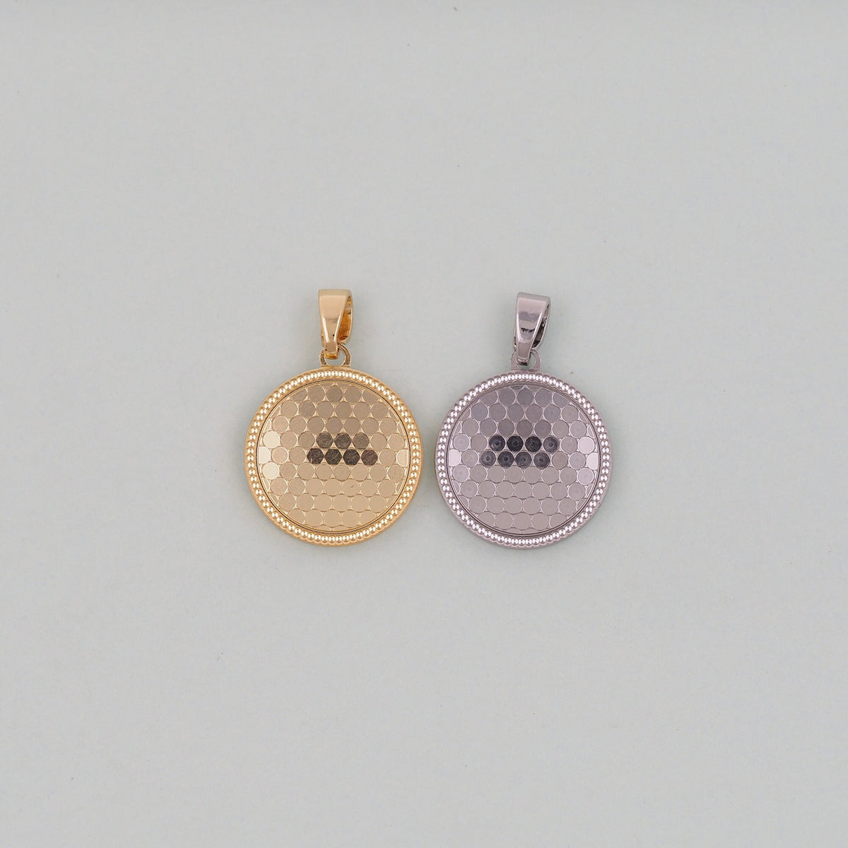 Gold Round Charms,18K Gold Filled Round Pendant,Round Charm Bracelet Necklace for DIY Jewelry Making Supply