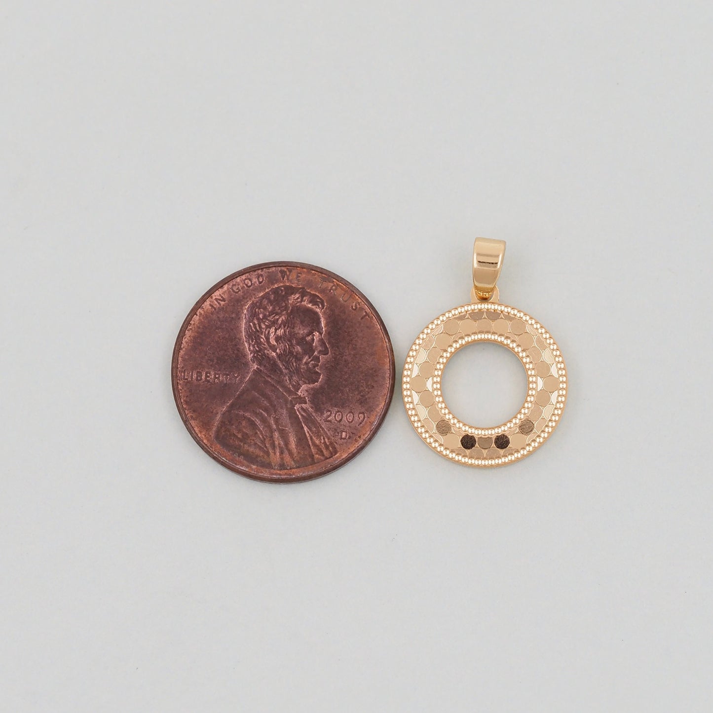 Gold Round Charms,18K Gold Filled Round Donut Pendant,Round Charm Bracelet Necklace for DIY Jewelry Making Supply