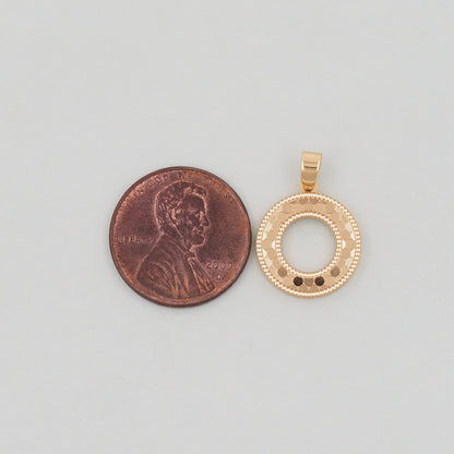 18K Gold Filled Round Charm Pendant for Jewelry Making