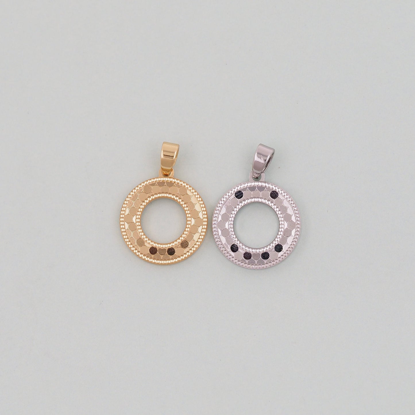 Gold Round Charms,18K Gold Filled Round Donut Pendant,Round Charm Bracelet Necklace for DIY Jewelry Making Supply