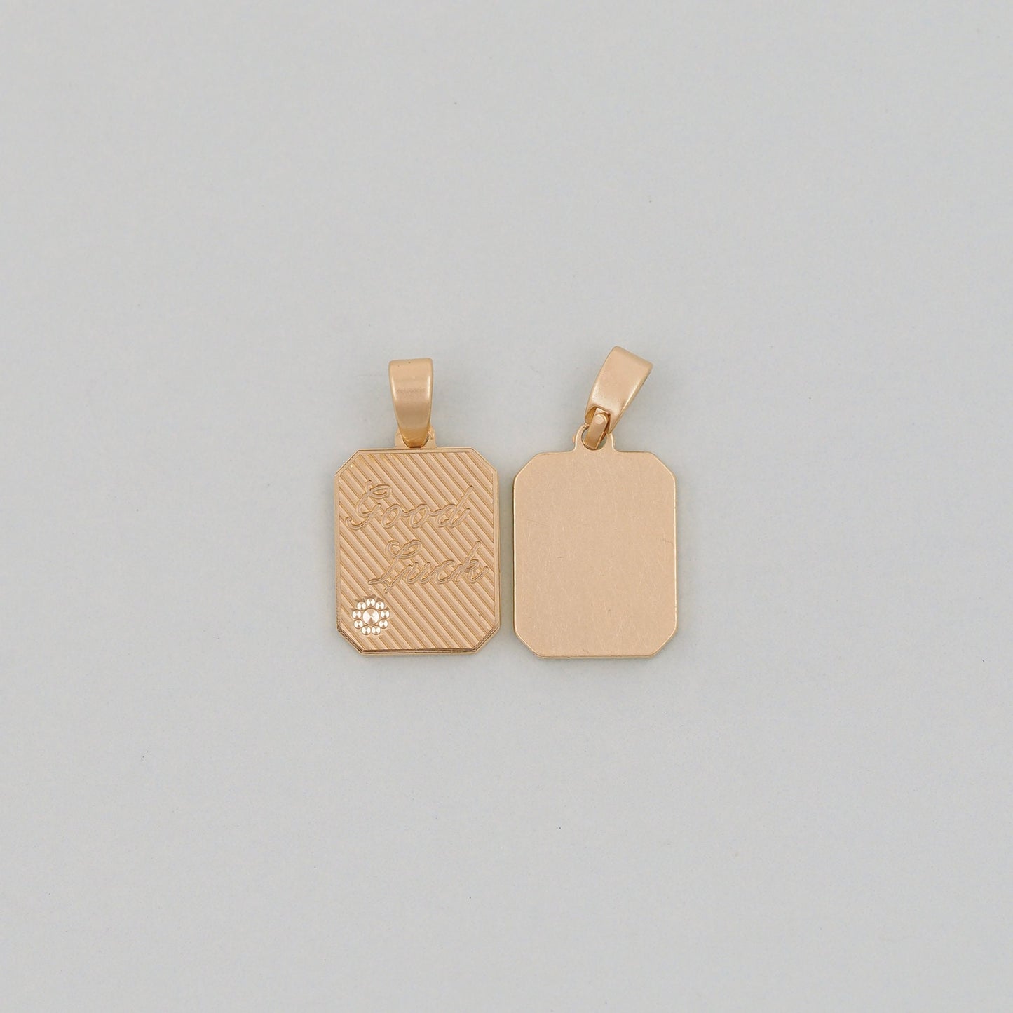 Gold rectangle Charms,18K Gold Filled rectangle Good Luck Pendant,Stainless steel rectangle Bracelet Necklace for DIY Jewelry Making Supply