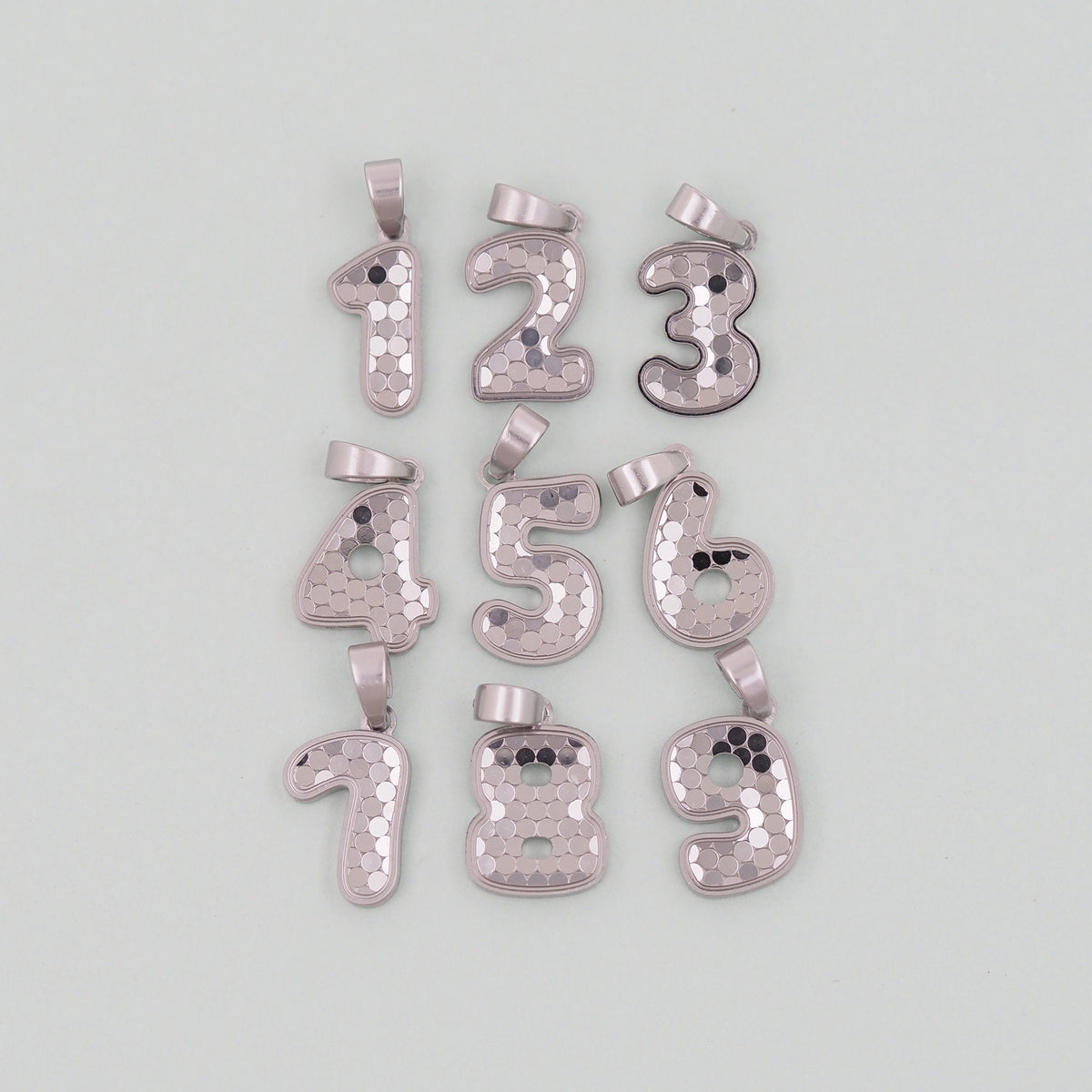 Gold number Charms,18K Gold Filled number Pendant,Stainless steel initial Charm Bracelet Necklace for DIY Jewelry Making Supp