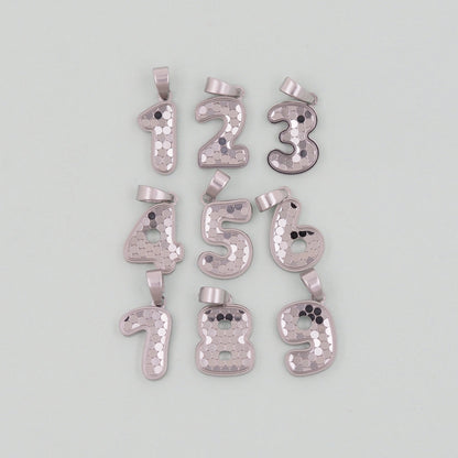 Gold number Charms,18K Gold Filled number Pendant,Stainless steel initial Charm Bracelet Necklace for DIY Jewelry Making Supp