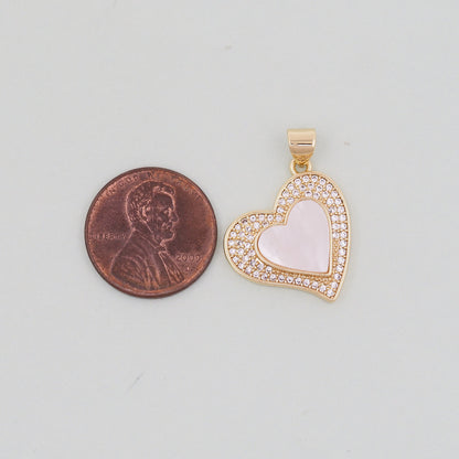 Gold Heart Charms,18K Gold Filled Heart Pendant,Shell Heart Charm Bracelet Necklace for DIY Jewelry Making Supply