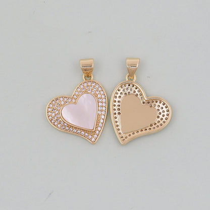 Gold Heart Charms,18K Gold Filled Heart Pendant,Shell Heart Charm Bracelet Necklace for DIY Jewelry Making Supply
