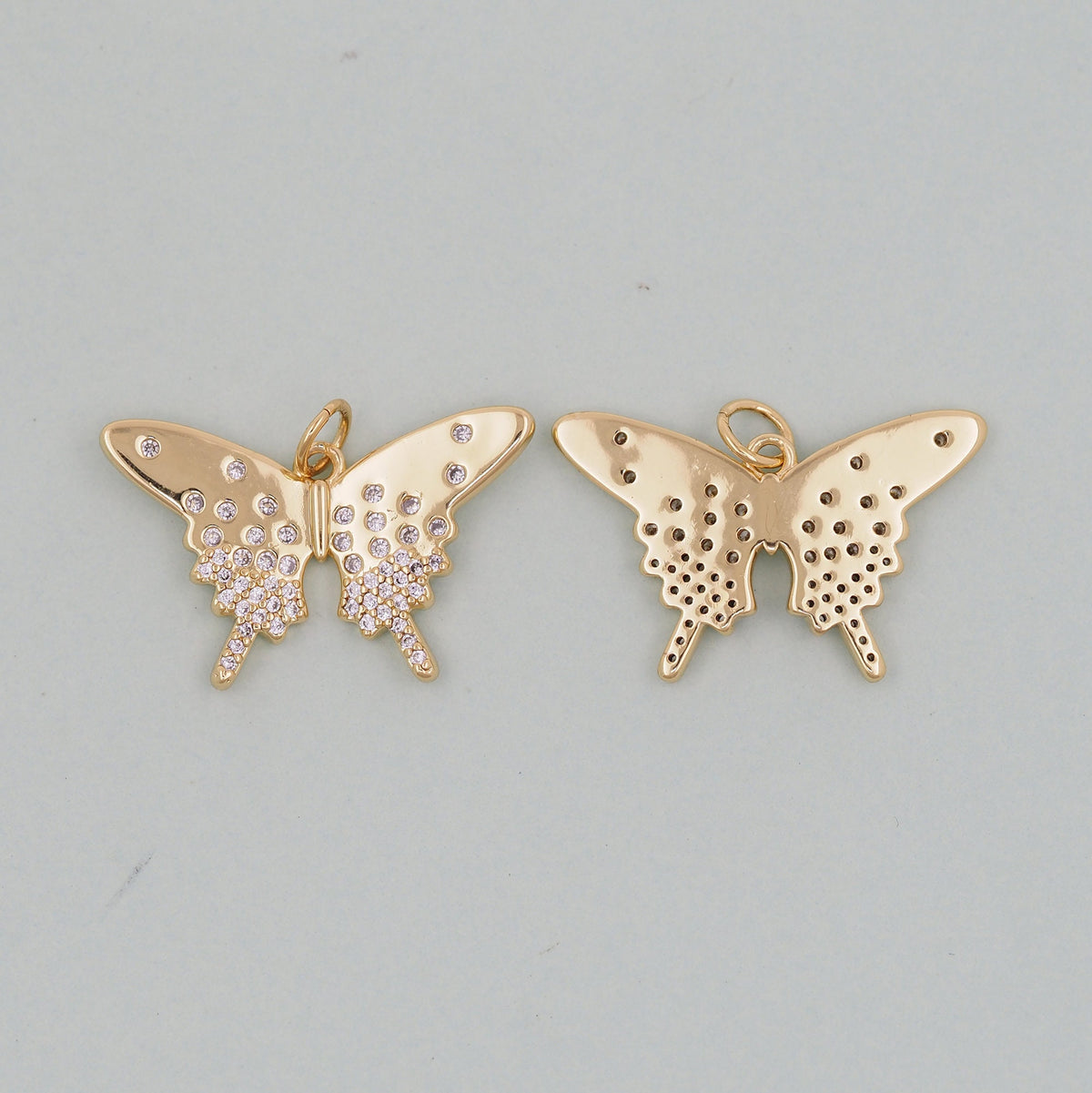 18K Gold Filled Butterfly CZ Charm Pendant for Jewelry Making
