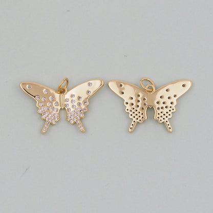 18K Gold Filled Butterfly CZ Charm Pendant for Jewelry Making