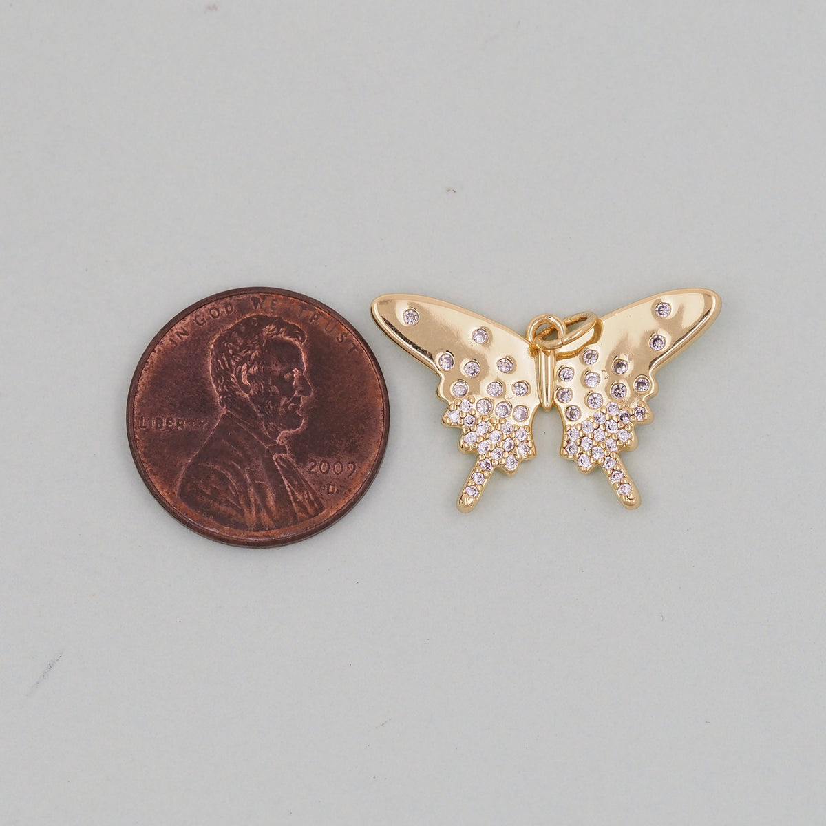 18K Gold Filled Butterfly CZ Charm Pendant for Jewelry Making